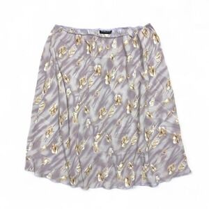 Vintage Tabloid Lilac Floral‎ Lightweight Midi Skirt Large Fairy Cottage